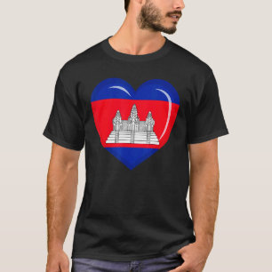 Camiseta Bandera de Camboya de Corazón Corto Hombres Patrio