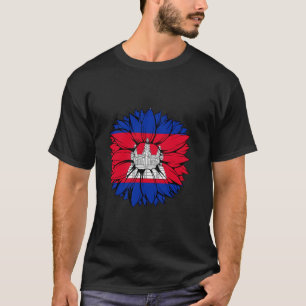 Camiseta Bandera de Camboya Girasol Orgullo Camboyano Cambo