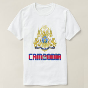 Camiseta Bandera De Camboya y Patriótico Del Escudo De Arma
