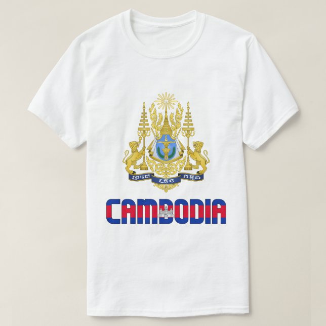 Camiseta Bandera De Camboya y Patriótico Del Escudo De Arma (Diseño del anverso)