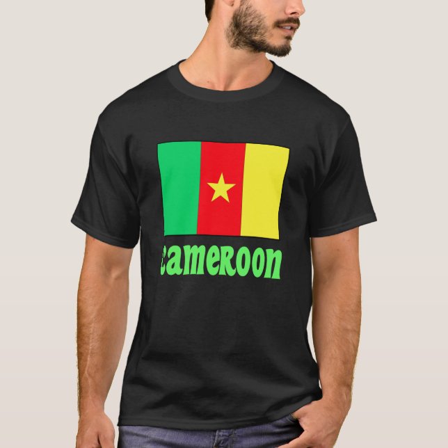 Camiseta Bandera de Camerún con texto (Anverso)