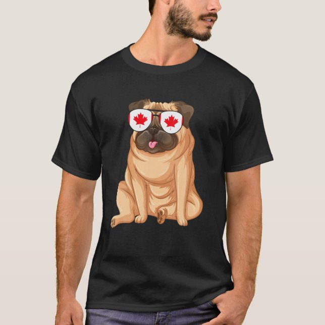 Camiseta Bandera de Canadá Bulldog divertidos gafas de sol (Anverso)