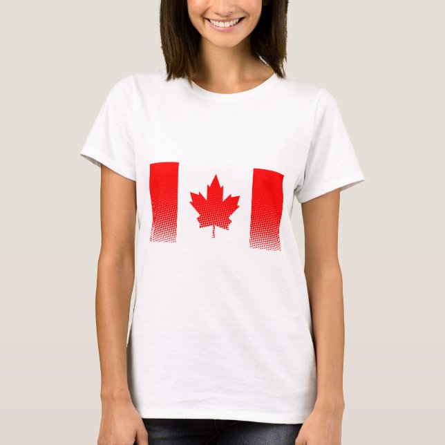 Camiseta Bandera De Canadá Con Efecto De Medio Tono (Anverso)
