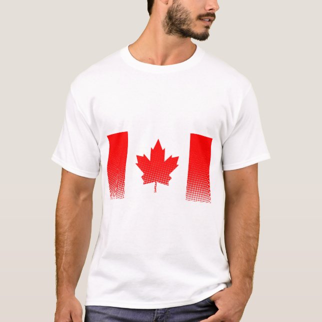 Camiseta Bandera De Canadá Con Efecto De Medio Tono (Anverso)