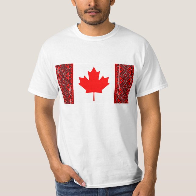 Camiseta Bandera de Canadá con rojo/la puntada cruzada de (Anverso)