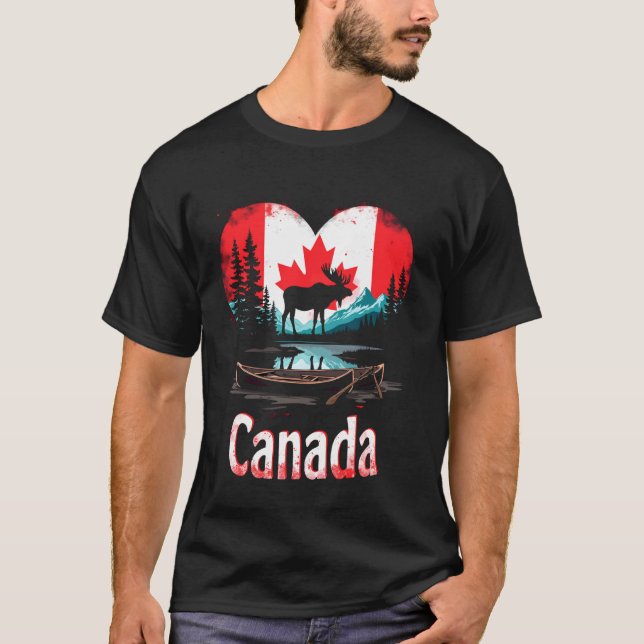 Camiseta Bandera de Canadá Corazón (Anverso)