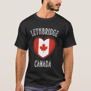 Camiseta Bandera de Canadá Corazón Ciudad de Lethbridge