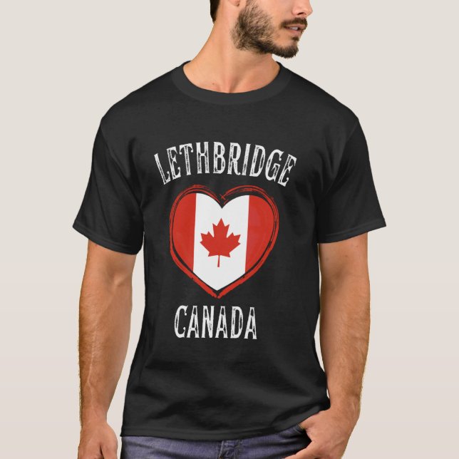 Camiseta Bandera de Canadá Corazón Ciudad de Lethbridge (Anverso)