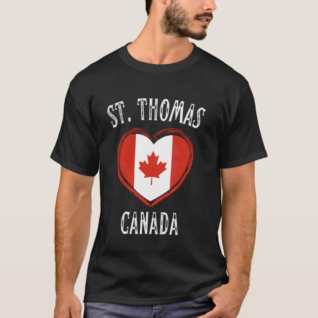 Camiseta Bandera de Canadá Corazón Ciudad St. Thomas (Anverso)