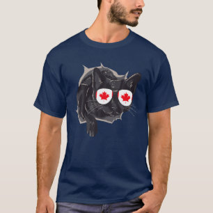 Camiseta Bandera de Canadá curiosos gafas de sol de gato ca