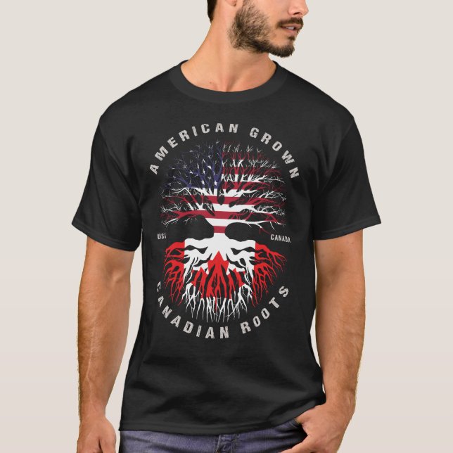 Camiseta Bandera de CANADÁ de raíces americanas cultivadas  (Anverso)
