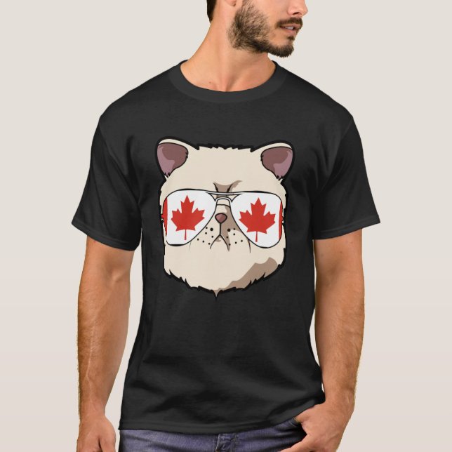 Camiseta Bandera de Canadá Exotic Shorthaire Cat Sunglas (Anverso)