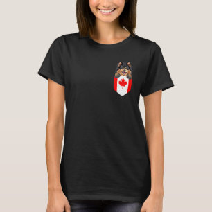 Camiseta Bandera de Canadá Finnish Lapphund Perro En Bolsil