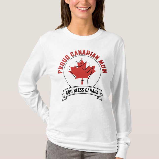 Camiseta Bandera de Canadá ORGULLOSA MAMÁ CANADIENSE (Anverso)