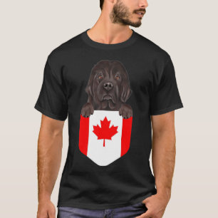 Camiseta Bandera De Canadá, Perro De Terranova En Bolsillo 