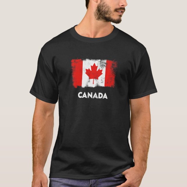 Camiseta Bandera De Canadá Rojo Y Blanco (Anverso)