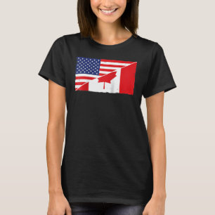 Camiseta Bandera De Canadá Y Bandera De Los Ee.Uu. Raíces A