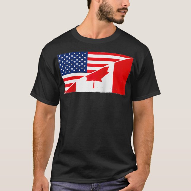 Camiseta Bandera de Canadá y bandera de los Estados Unidos  (Anverso)