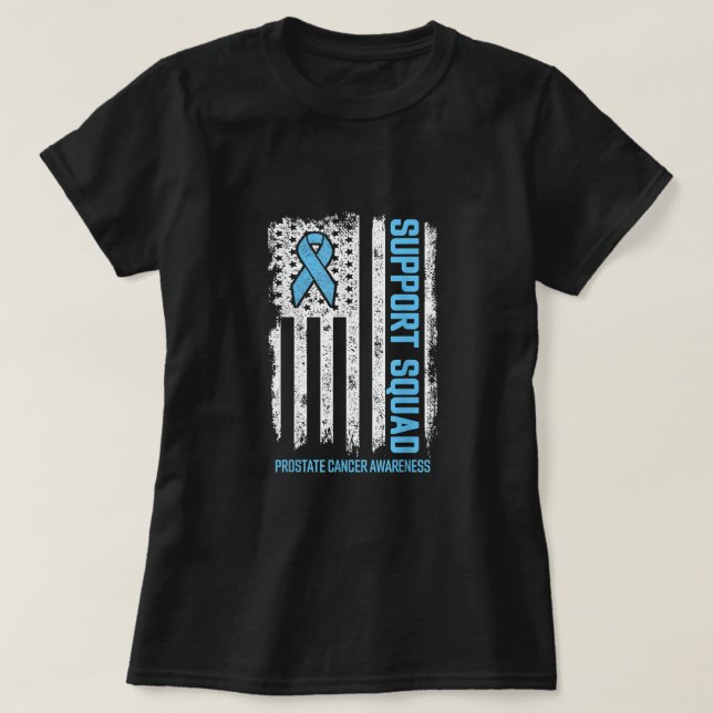 Camiseta Bandera de Cáncer de Próstata Apoyo Escuadrón Cánc (Diseño del anverso)