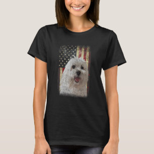 Camiseta Bandera de Cara Maltesa Divertida Perro Lo