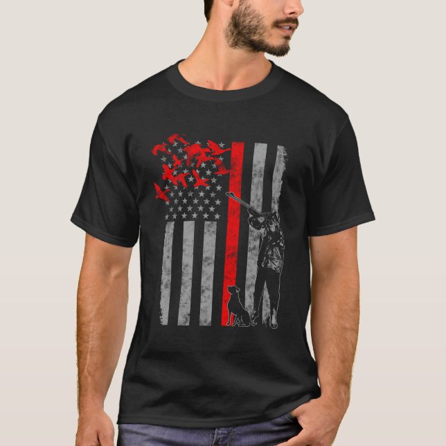 Camiseta Bandera de caza delgada de pato de la línea roja (Anverso)