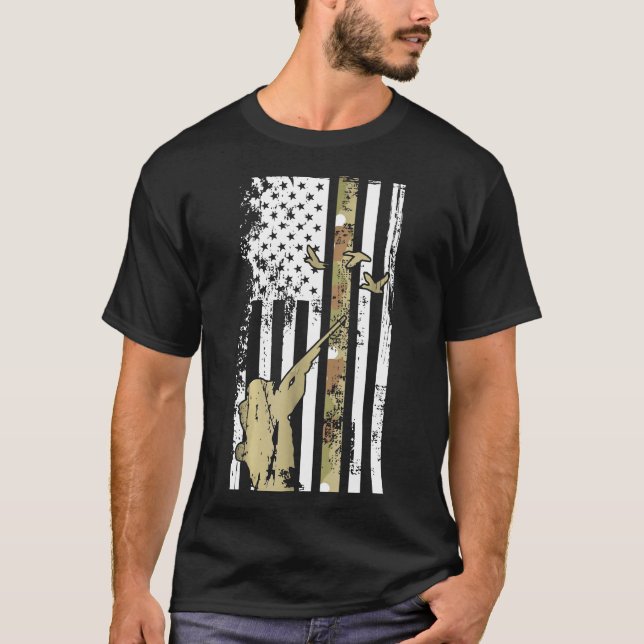 Camiseta Bandera De Caza Rifle Hunt Pato Bandera Estadounid (Anverso)