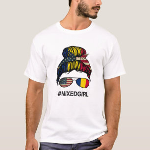 Camiseta Bandera de Chad-Estados Unidos Chadian Messy Bun