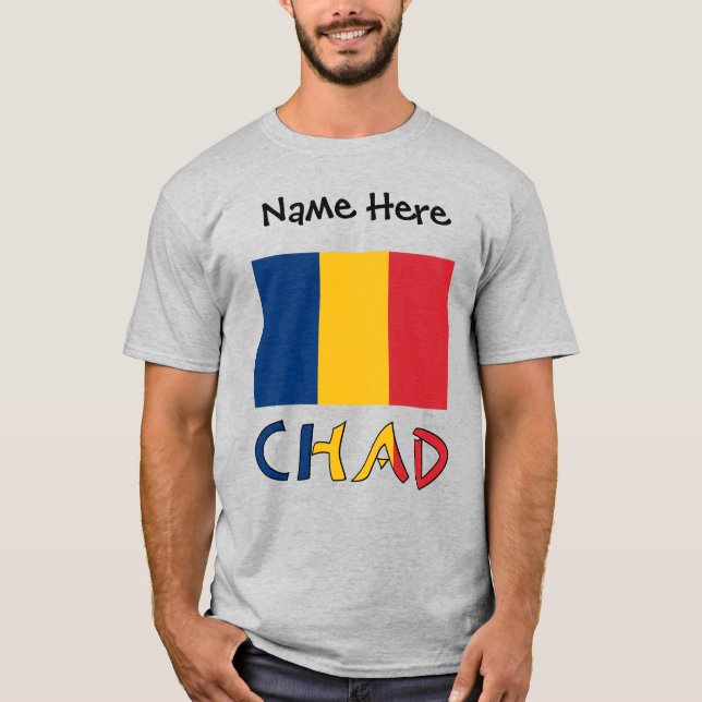 Camiseta Bandera de Chad y Chad personalizada para hombres (Anverso)