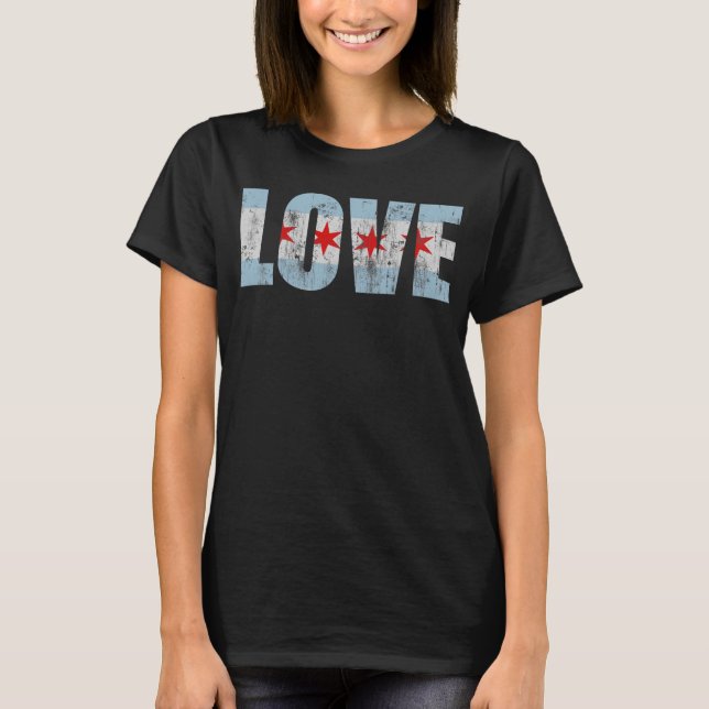 Camiseta Bandera de Chicago Retro Love (Anverso)
