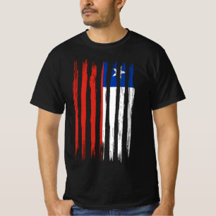 Camiseta Bandera de Chile con pintura de pincel texturada a