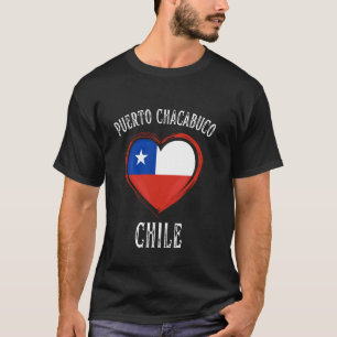 Camiseta Bandera de Chile Corazón Ciudad Puerto Chacabuco