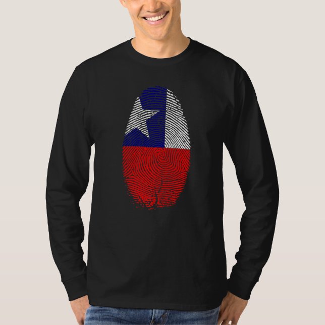 Camiseta Bandera De Chile Huella Detrás Está En Mi Adn Para (Anverso)