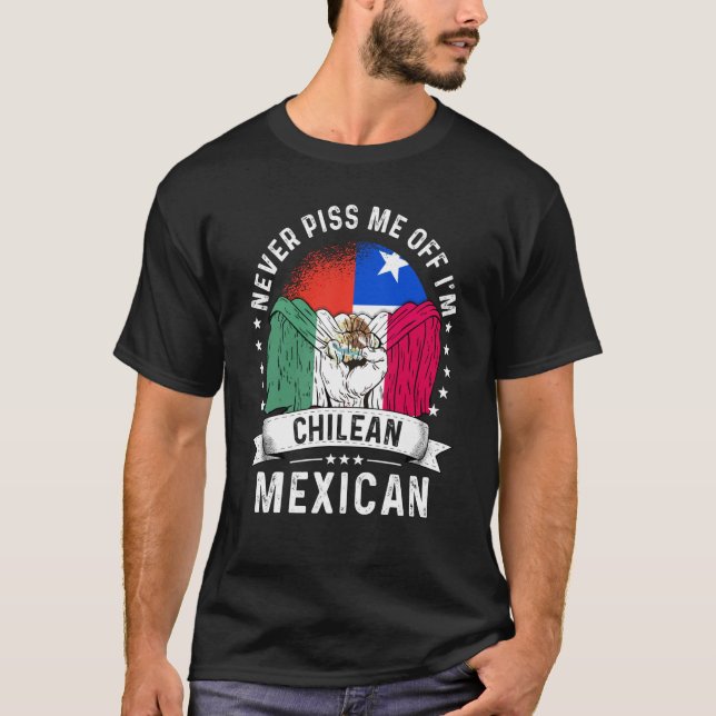 Camiseta Bandera de Chile México crece humor orgullo ciudad (Anverso)