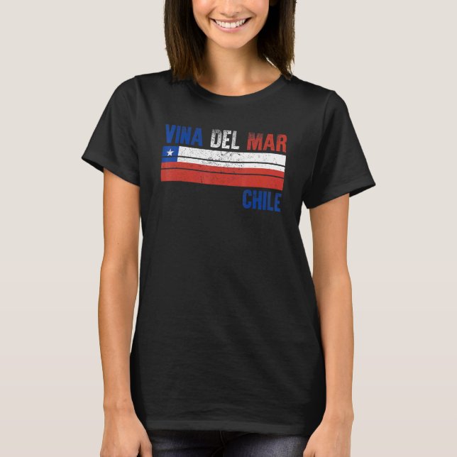 Camiseta Bandera de Chile Vina Del Mar Niños Mujeres Chilen (Anverso)