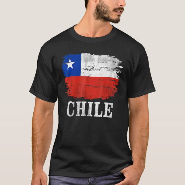 Camiseta Bandera De Chile Vintage Para Chileno (Anverso)