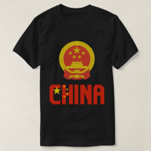 Camiseta Bandera de China y Patriótico Del Escudo De Armas