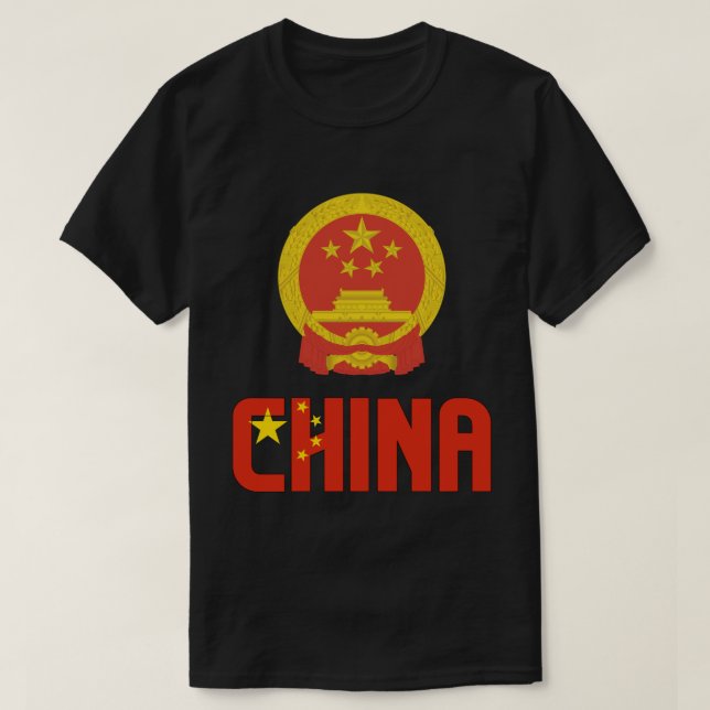 Camiseta Bandera de China y Patriótico Del Escudo De Armas (Diseño del anverso)
