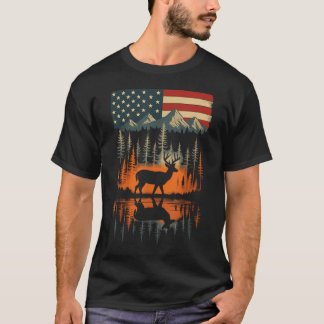 Camiseta Bandera De Ciervo Usa Senderismo Al Aire Libre