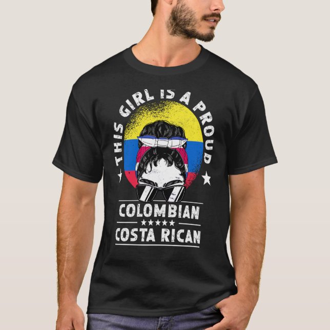 Camiseta Bandera de Colombia Costa Rica cultivó Chica ciuda (Anverso)