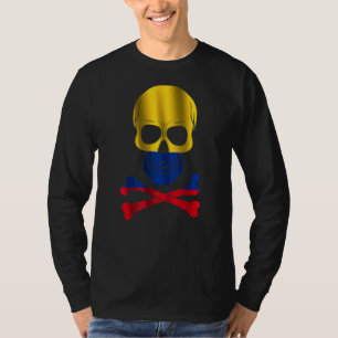 Camiseta Bandera de Colombia Diseño Bandera de Cráneo Colom