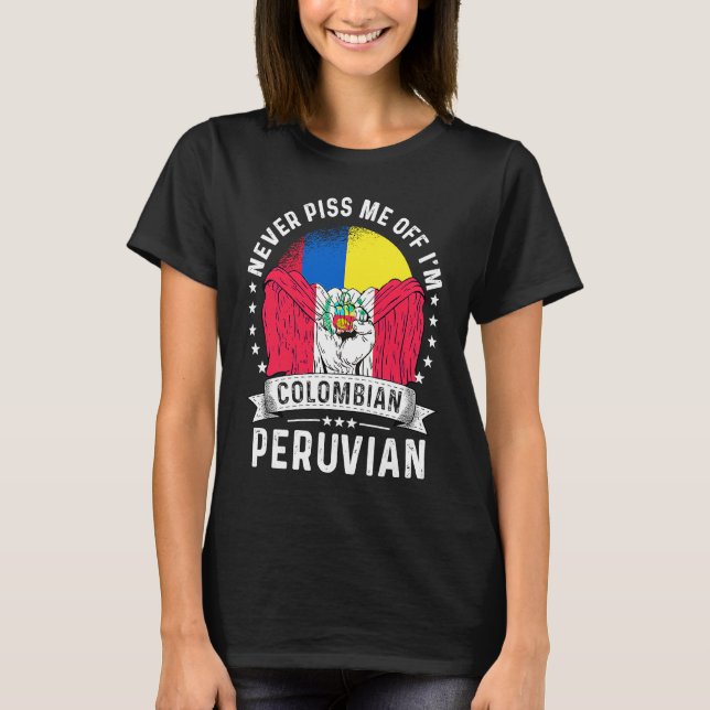 Camiseta Bandera de Colombia Perú arroja humor orgullo ciud (Anverso)
