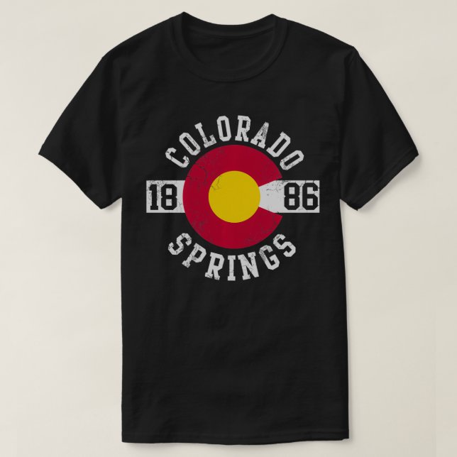 Camiseta Bandera de Colorado Springs Retro Faded Home Love (Diseño del anverso)