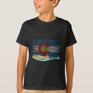 Camiseta Bandera de Colorado Trucha Marrón Pesca con Mosca 