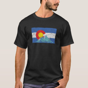 Camiseta Bandera de Colorado y Montañas Rocosas Vintage Ret