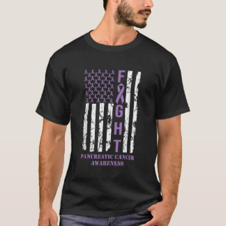 Camiseta Bandera de combate Cinta púrpura apoya el cáncer p