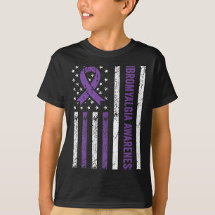Camiseta Bandera de concienciación Fibro Guerrera Cinta Mor