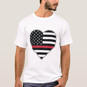 Camiseta Bandera de Corazón de Línea Roja