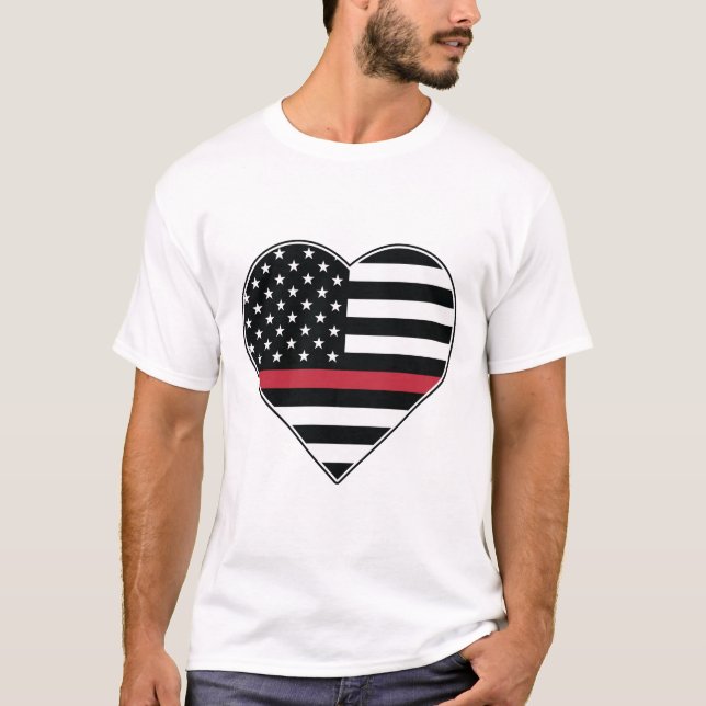 Camiseta Bandera de Corazón de Línea Roja (Anverso)
