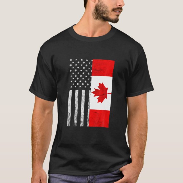 Camiseta Bandera de cosecha canadiense estadounidense Roots (Anverso)