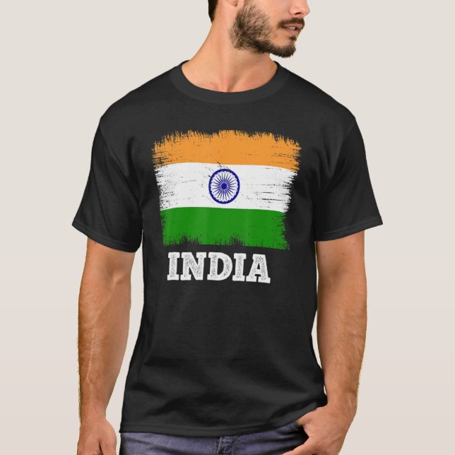 Camiseta Bandera de cosecha India Bandera retro india (Anverso)